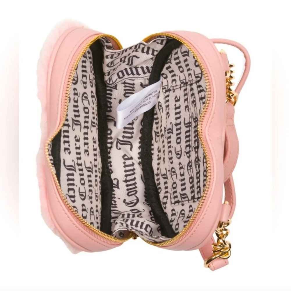 Juicy Couture "Taffy" Heart🩷 Faux Fur Crossbody Purse w/ Matching Card Case - Picture 3 of 11